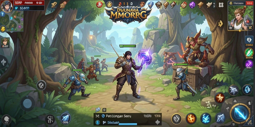 Screenshot 55RP menampilkan aksi seru dalam pertempuran MMORPG.