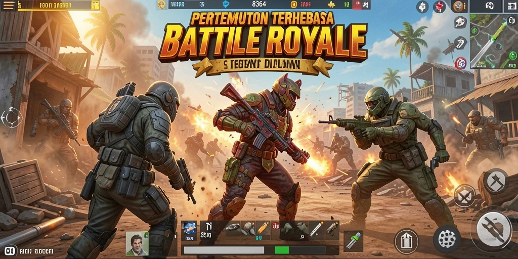 Screenshot utama 8364 menampilkan aksi seru dalam pertempuran Battle Royale.