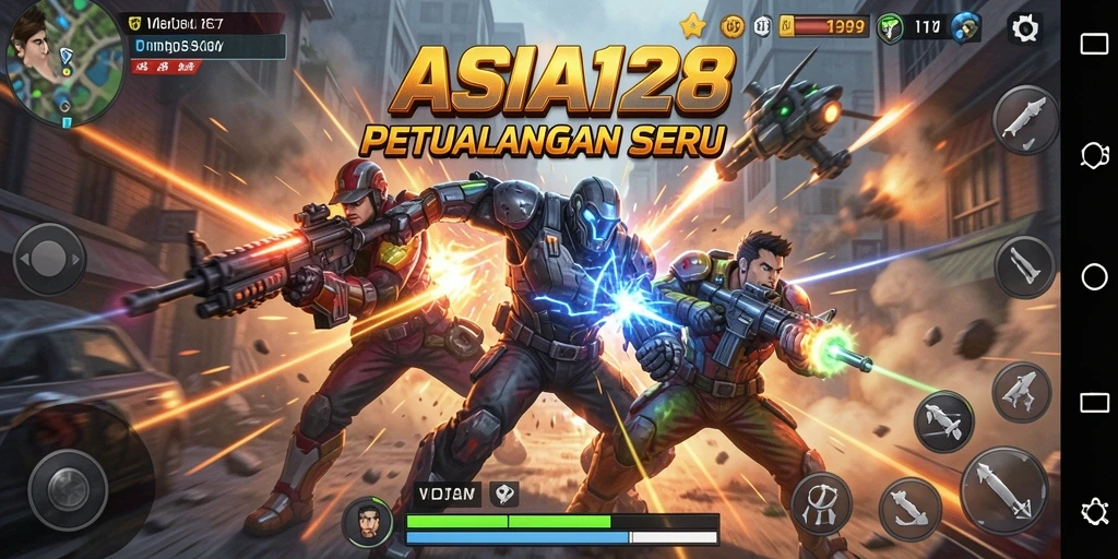 Screenshot utama ASIA128 menunjukkan aksi seru dan grafis menawan.