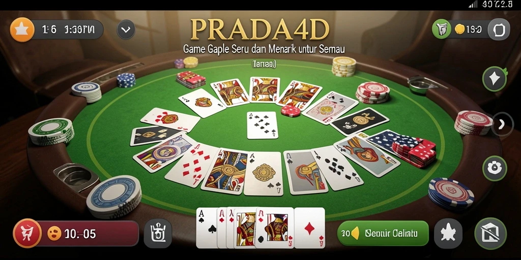 Tampilan gameplay seru PRADA4D dalam permainan Gaple.