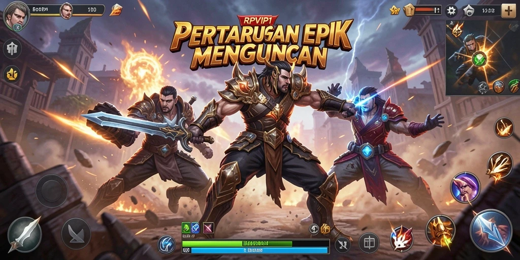Screenshot utama RPVIP1 menampilkan aksi pertarungan yang mendebarkan.