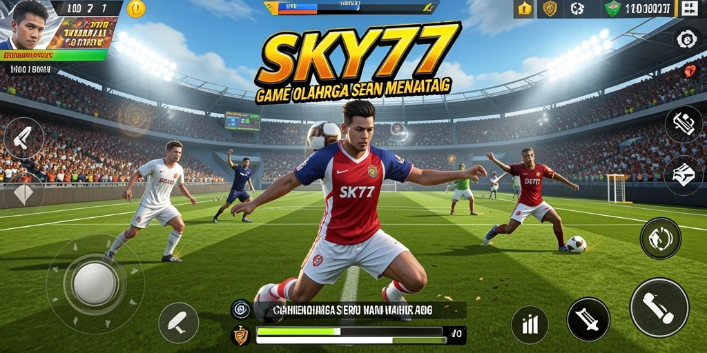 Screenshot utama SKY77 menunjukkan aksi seru dalam pertandingan olahraga.
